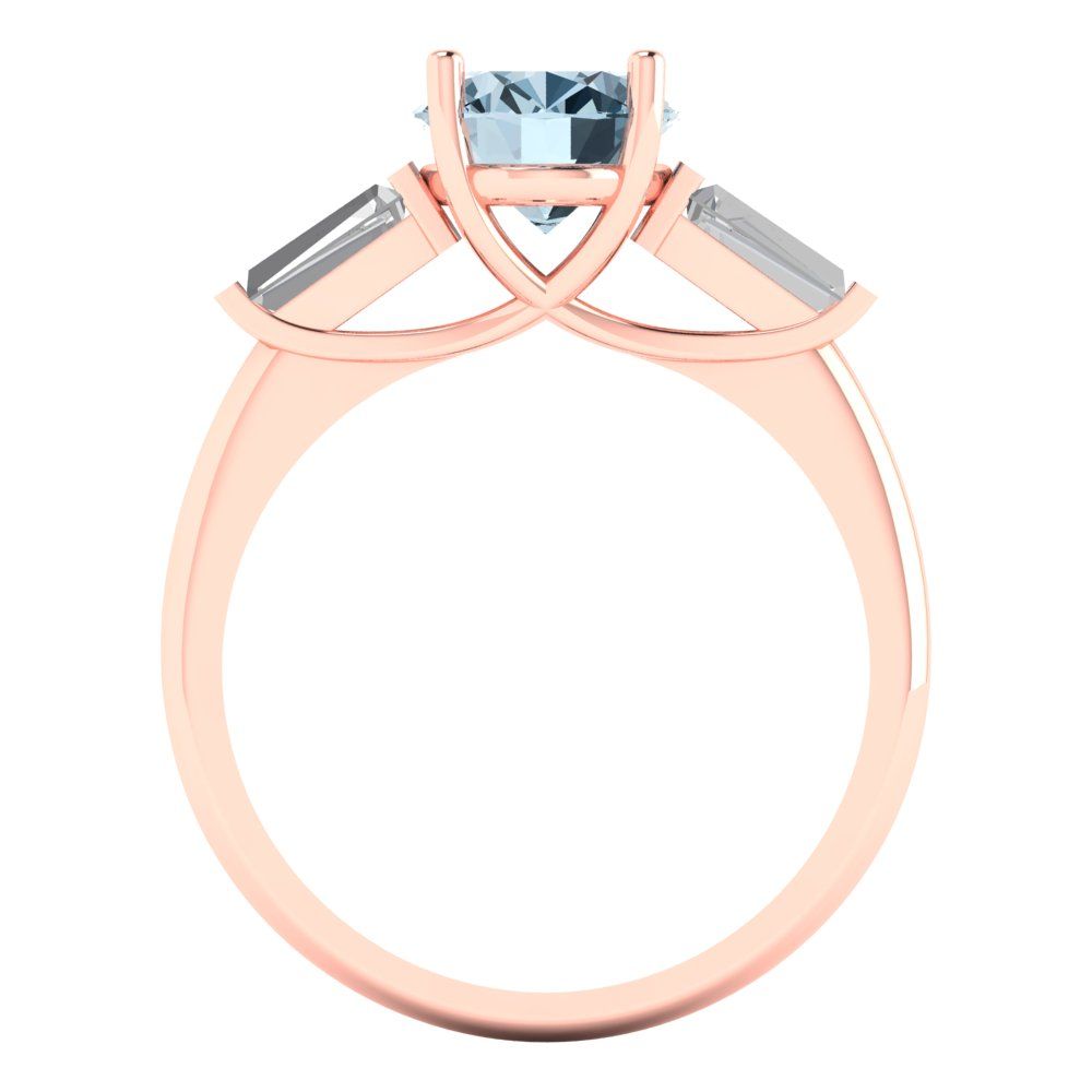 2.5 cttw Natural Swiss Blue Topaz Three-Stone Engagement Ring - Solid Gold (Oval Cut,9x7mm)