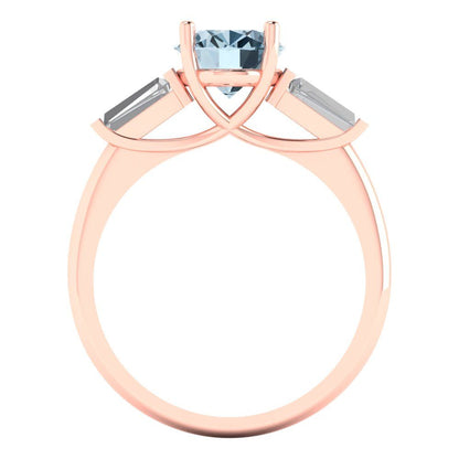 2.5 cttw Natural Sky Blue Topaz Three-Stone Engagement Ring - Solid Gold (Oval Cut,9x7mm)