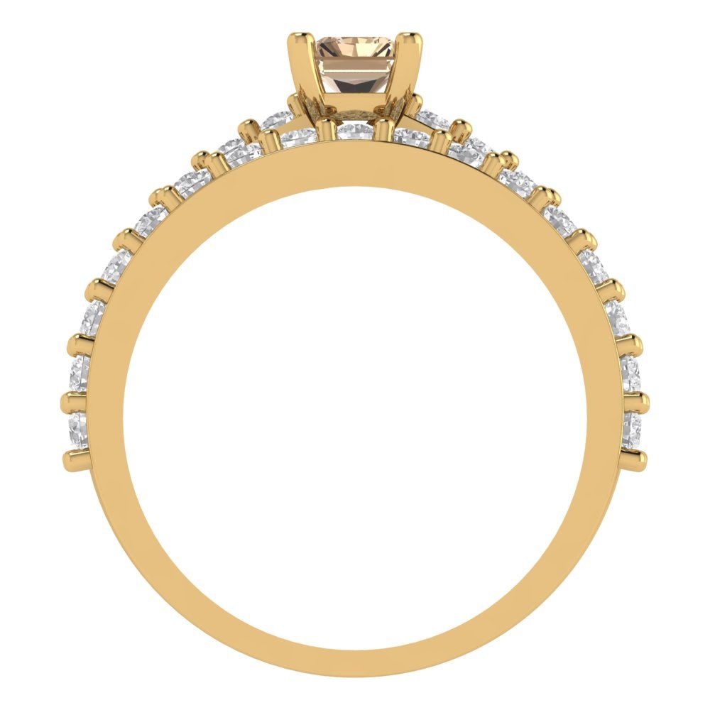 1.325 cttw Emerald Cut Yellow Moissanite Bridal Set - Solid Yellow Gold Engagement Ring & Wedding Band