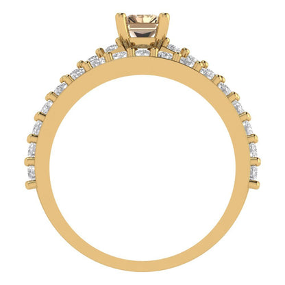 1.325 cttw Emerald Cut Yellow Moissanite Bridal Set - Solid Yellow Gold Engagement Ring & Wedding Band