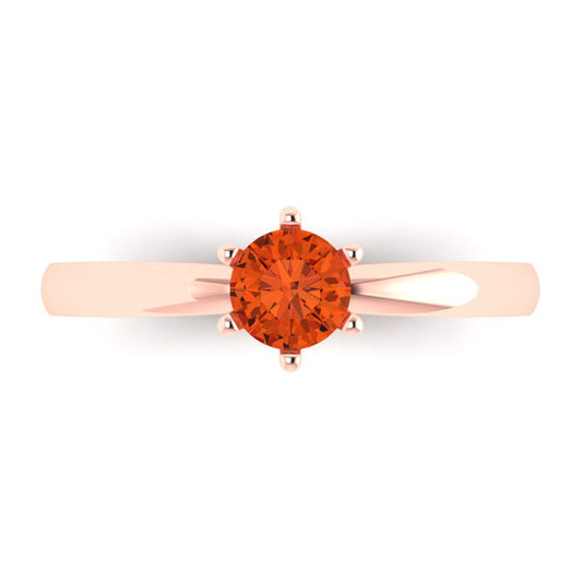 0.5 cttw Zirconia Simulated Red Diamond Solitaire  Engagement Ring - Solid Rose Gold (VVS1, Round Cut,5.0mm)