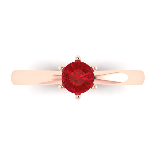 0.5 cttw Simulated Ruby Solitaire  Engagement Ring - Solid Rose Gold (VVS1, Round Cut,5.0mm)
