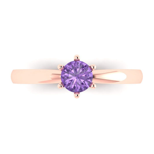 0.5 cttw Simulated Alexandrite Solitaire  Engagement Ring - Solid Rose Gold (VVS1, Round Cut,5.0mm)