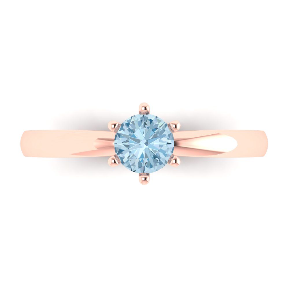 0.5 cttw Natural Sky Blue Topaz Solitaire  Engagement Ring - Solid Gold (Round Cut,5.0mm)