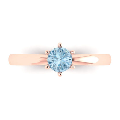 0.5 cttw Natural Sky Blue Topaz Solitaire  Engagement Ring - Solid Gold (Round Cut,5.0mm)