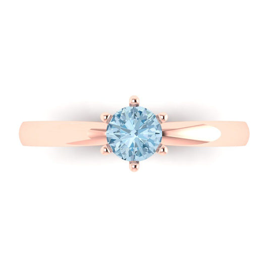 0.5 cttw Natural Sky Blue Topaz Solitaire  Engagement Ring - Solid Rose Gold (VVS1, Round Cut,5.0mm)
