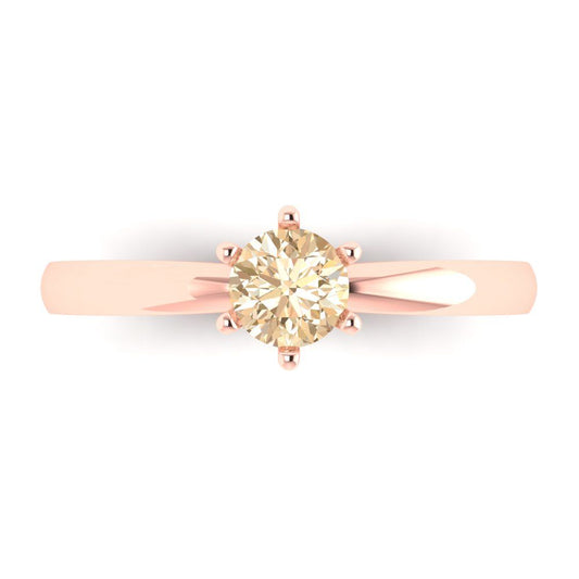 0.5 cttw Natural Morganite Solitaire  Engagement Ring - Solid Rose Gold (VVS1, Round Cut,5.0mm)