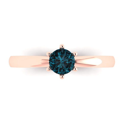 0.5 cttw Natural London Blue Topaz Solitaire  Engagement Ring - Solid Gold (Round Cut,5.0mm)