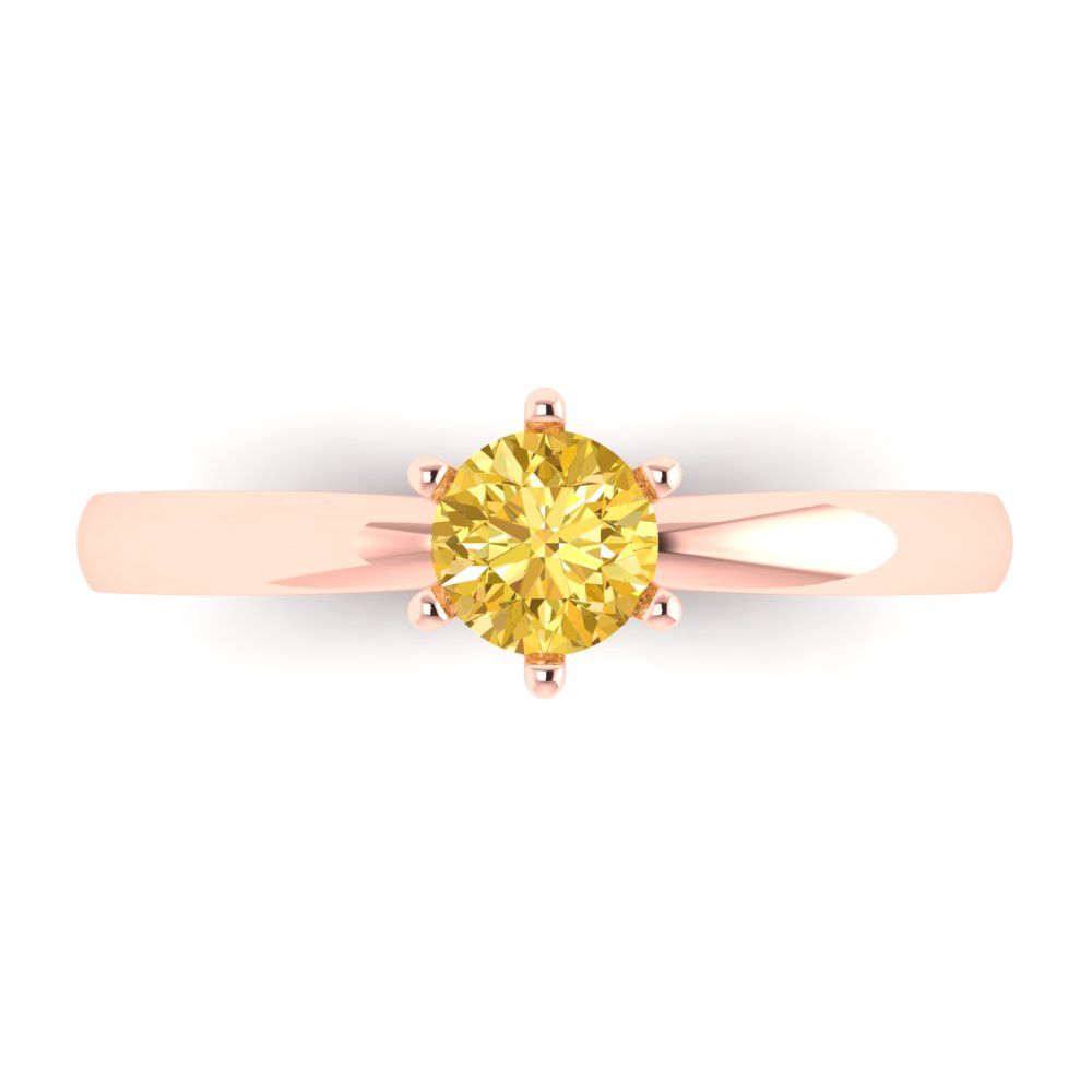 0.5 cttw Zirconia Simulated Yellow Diamond Solitaire  Engagement Ring - Solid Gold (VVS1, Round Cut,5.0mm)