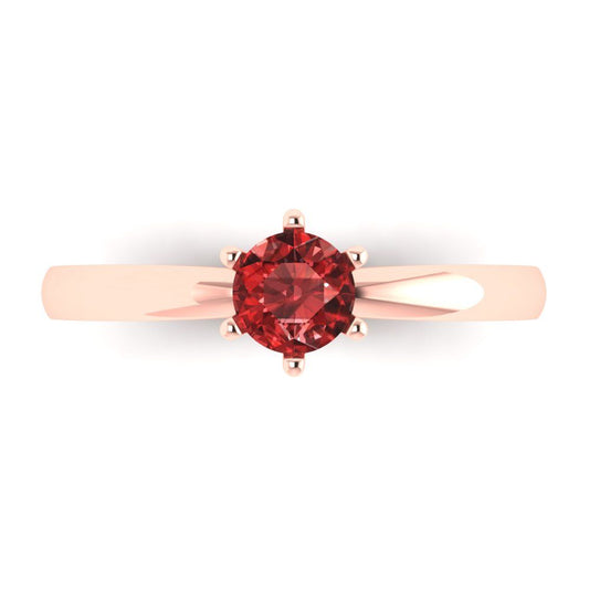 0.5 cttw Natural Garnet Solitaire  Engagement Ring - Solid Rose Gold (VVS1, Round Cut,5.0mm)