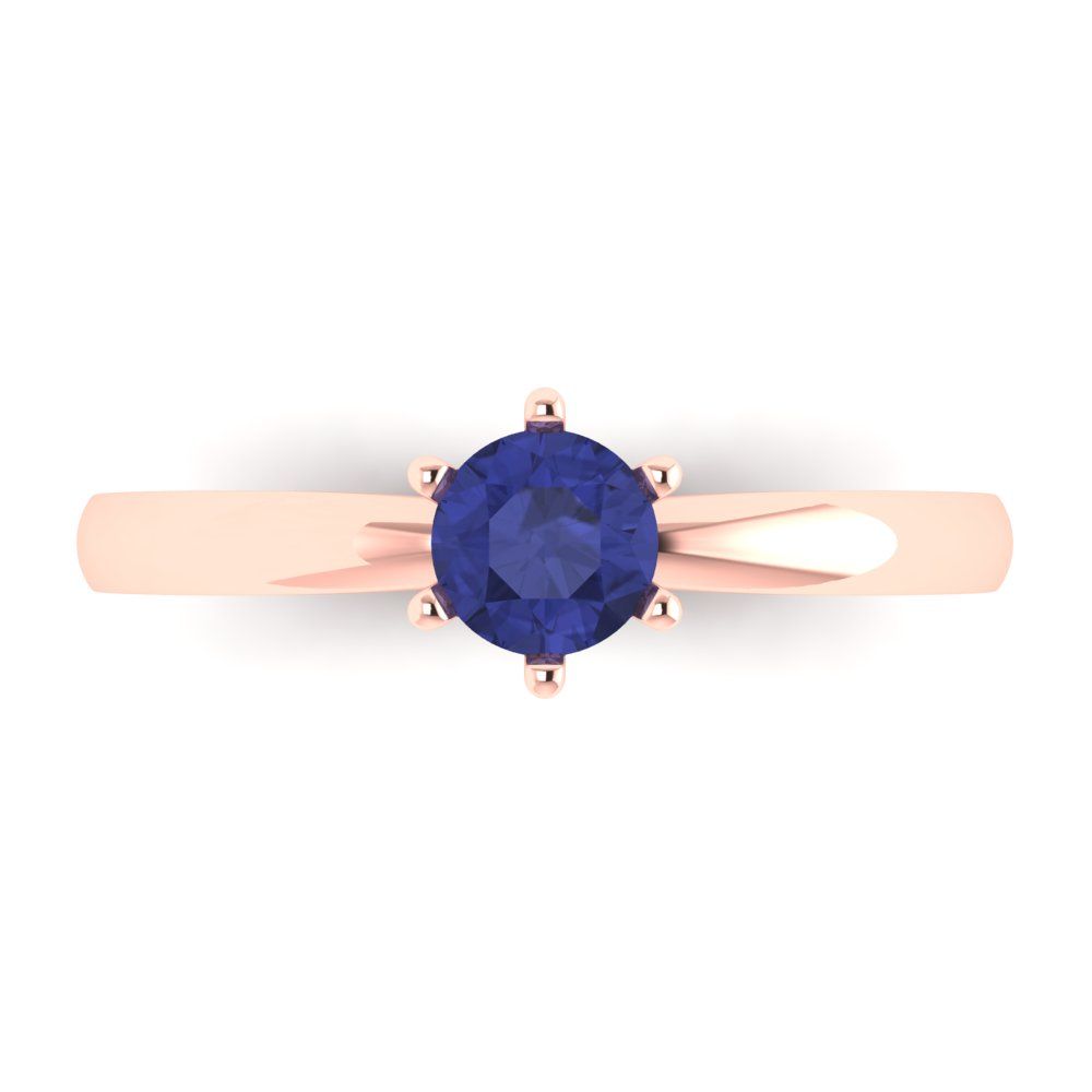 0.5 cttw Simulated Tanzanite Solitaire  Engagement Ring - Solid Gold (Round Cut,5.0mm)
