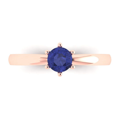 0.5 cttw Simulated Tanzanite Solitaire  Engagement Ring - Solid Gold (Round Cut,5.0mm)