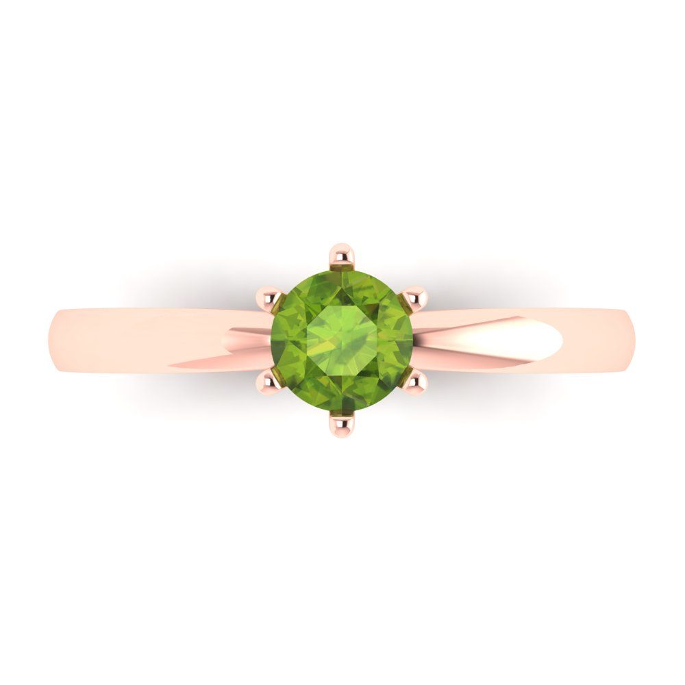 0.5 cttw Natural Peridot Solitaire  Engagement Ring - Solid Gold (Round Cut,5.0mm)