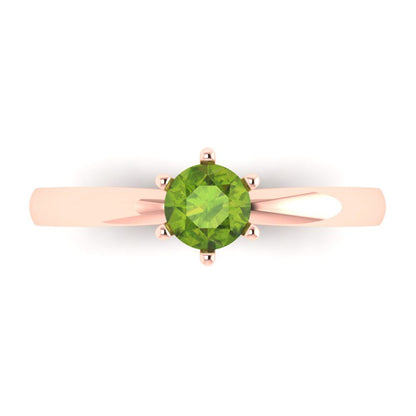 0.5 cttw Natural Peridot Solitaire  Engagement Ring - Solid Gold (Round Cut,5.0mm)