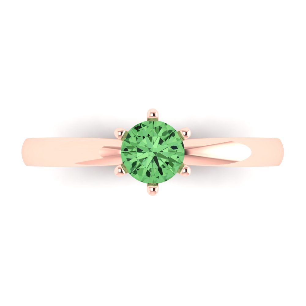 0.5 cttw Zirconia Simulated Green Diamond Solitaire  Engagement Ring - Solid Gold (VVS1, Round Cut,5.0mm)