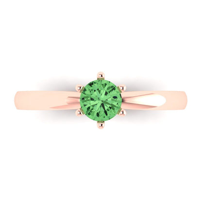 0.5 cttw Zirconia Simulated Green Diamond Solitaire  Engagement Ring - Solid Gold (VVS1, Round Cut,5.0mm)