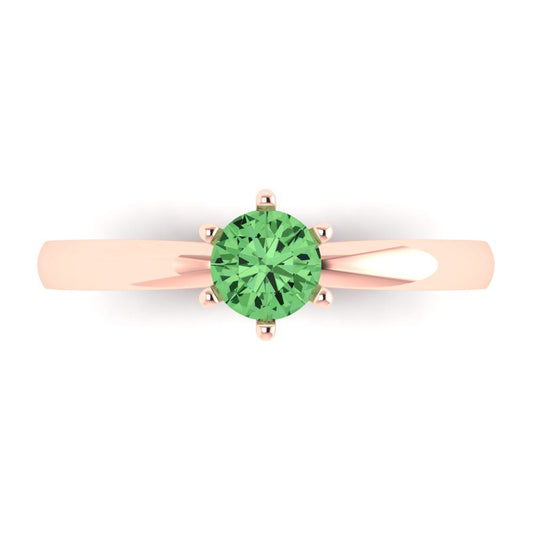 0.5 cttw Zirconia Simulated Green Diamond Solitaire  Engagement Ring - Solid Rose Gold (VVS1, Round Cut,5.0mm)