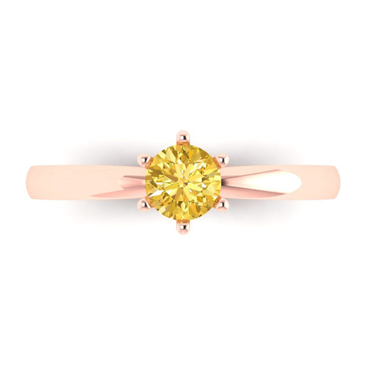 0.5 cttw Natural Citrine Solitaire  Engagement Ring - Solid Rose Gold (VVS1, Round Cut,5.0mm)