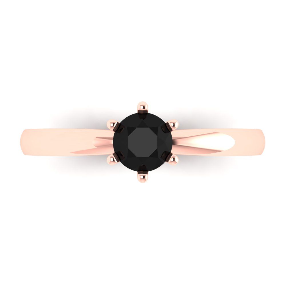 0.5 cttw Natural Onyx Solitaire  Engagement Ring - Solid Gold (Round Cut,5.0mm)