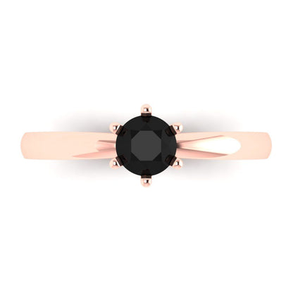 0.5 cttw Natural Onyx Solitaire  Engagement Ring - Solid Gold (Round Cut,5.0mm)
