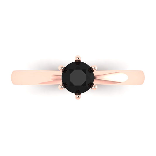 0.5 cttw Natural Onyx Solitaire  Engagement Ring - Solid Rose Gold (VVS1, Round Cut,5.0mm)