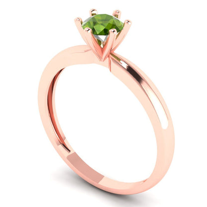 0.5 cttw Natural Peridot Solitaire  Engagement Ring - Solid Gold (Round Cut,5.0mm)