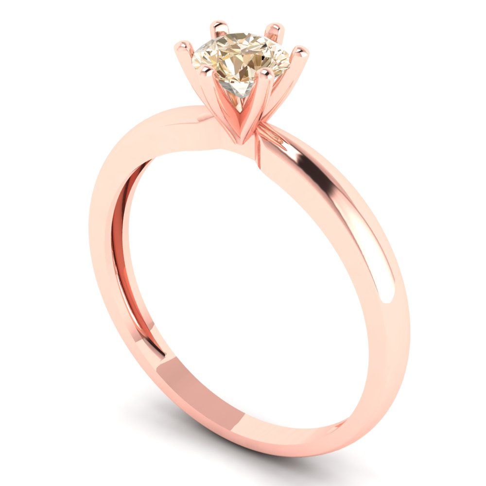 0.5 cttw Natural Morganite Solitaire  Engagement Ring - Solid Gold (Round Cut,5.0mm)
