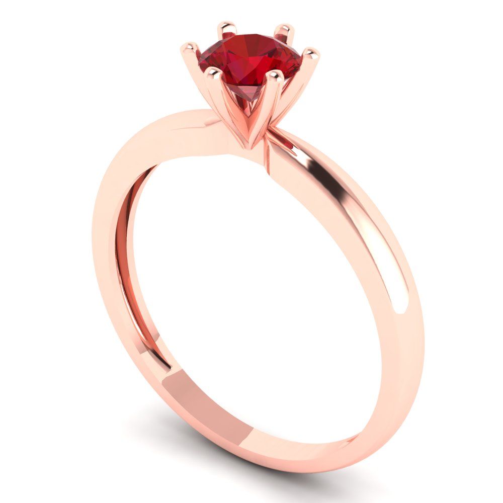 0.5 cttw Simulated Ruby Solitaire  Engagement Ring - Solid Gold (Round Cut,5.0mm)