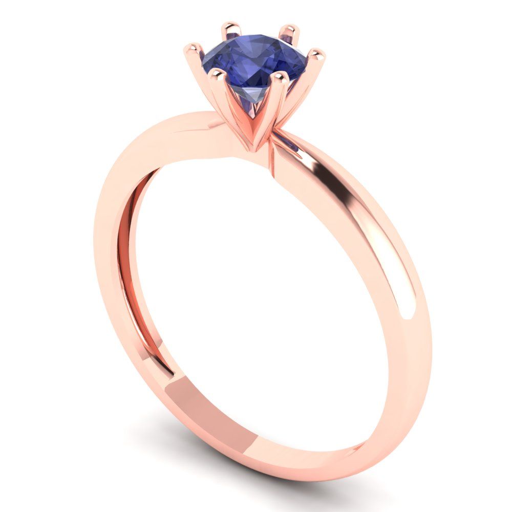 0.5 cttw Simulated Tanzanite Solitaire  Engagement Ring - Solid Gold (Round Cut,5.0mm)