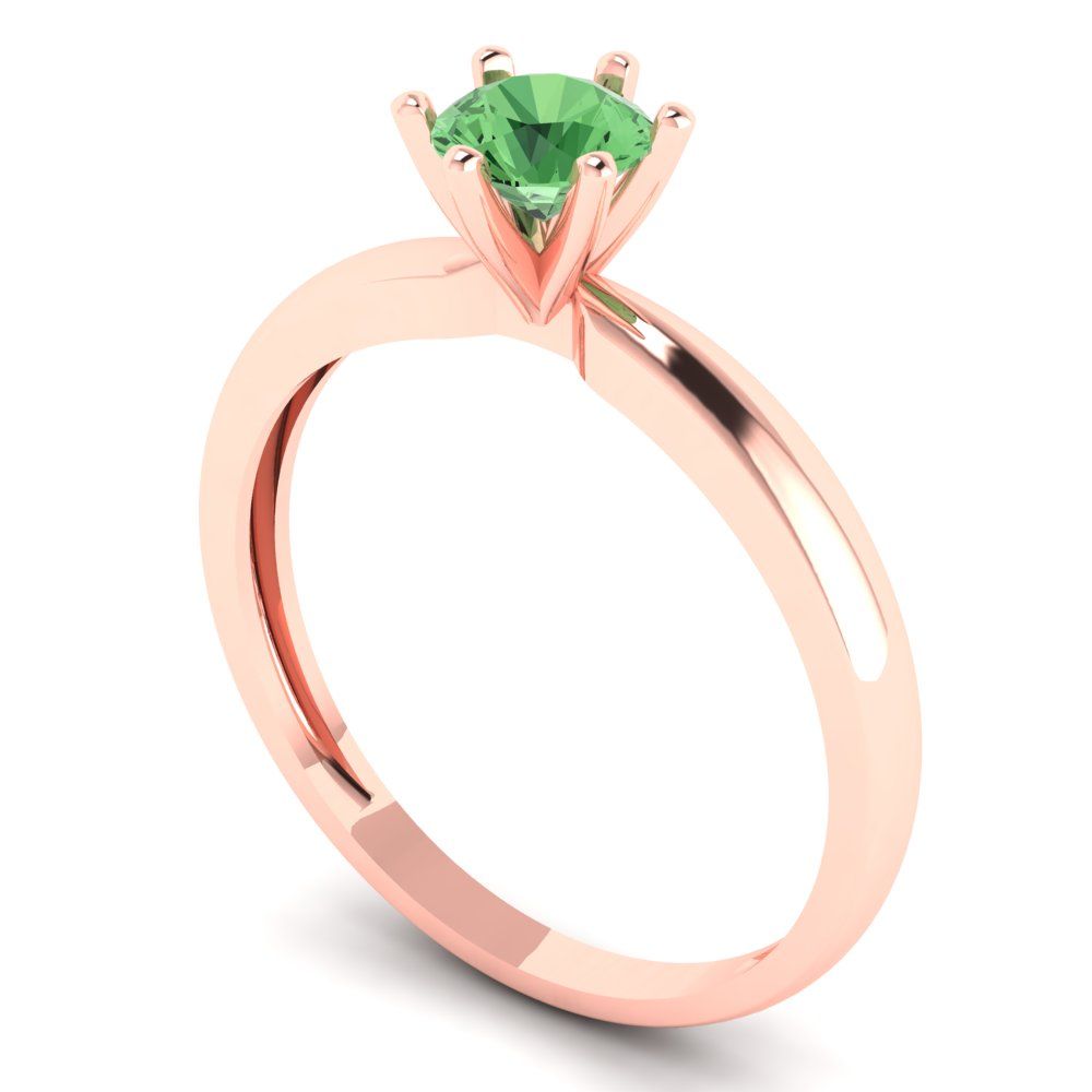0.5 cttw Zirconia Simulated Green Diamond Solitaire  Engagement Ring - Solid Gold (VVS1, Round Cut,5.0mm)