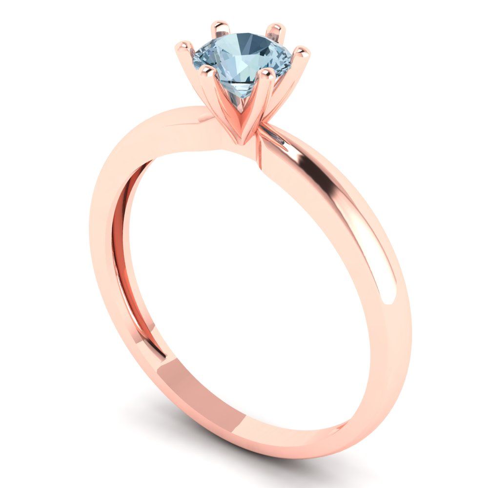 0.5 cttw Natural Swiss Blue Topaz Solitaire  Engagement Ring - Solid Gold (Round Cut,5.0mm)