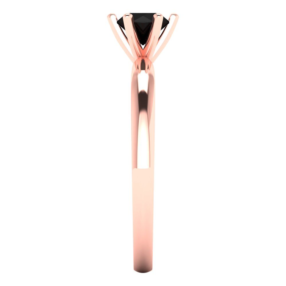 0.5 cttw Natural Onyx Solitaire  Engagement Ring - Solid Gold (Round Cut,5.0mm)