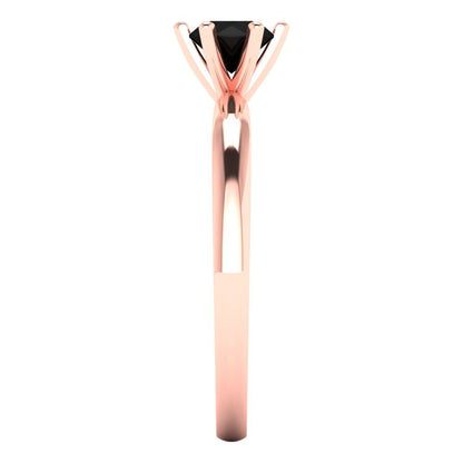 0.5 cttw Natural Onyx Solitaire  Engagement Ring - Solid Gold (Round Cut,5.0mm)