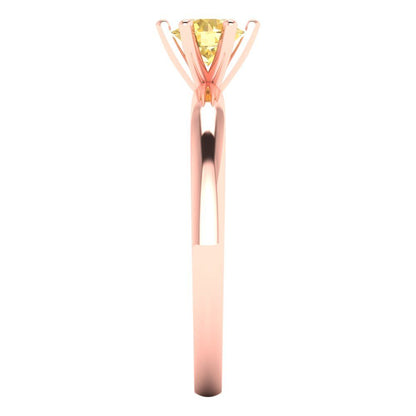 0.5 cttw Zirconia Simulated Yellow Diamond Solitaire  Engagement Ring - Solid Gold (VVS1, Round Cut,5.0mm)