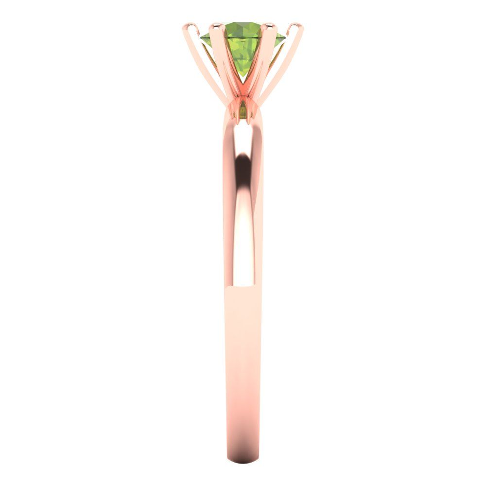 0.5 cttw Natural Peridot Solitaire  Engagement Ring - Solid Gold (Round Cut,5.0mm)