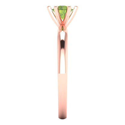 0.5 cttw Natural Peridot Solitaire  Engagement Ring - Solid Gold (Round Cut,5.0mm)