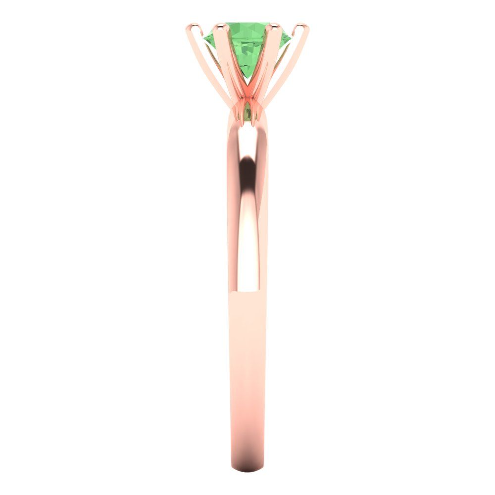 0.5 cttw Zirconia Simulated Green Diamond Solitaire  Engagement Ring - Solid Gold (VVS1, Round Cut,5.0mm)