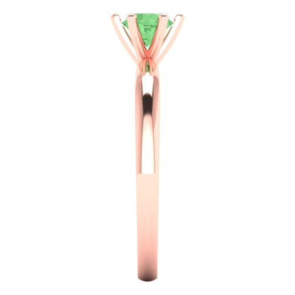 0.5 cttw Zirconia Simulated Green Diamond Solitaire  Engagement Ring - Solid Gold (VVS1, Round Cut,5.0mm)