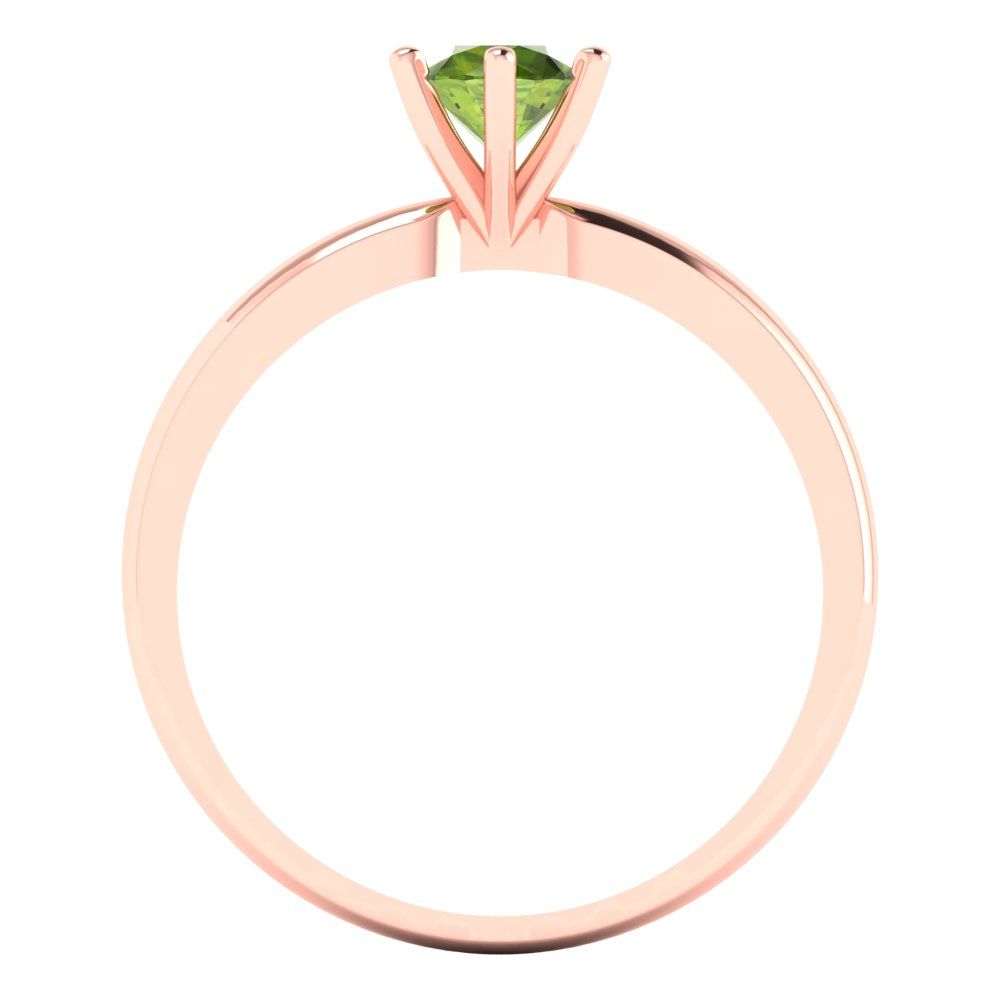0.5 cttw Natural Peridot Solitaire  Engagement Ring - Solid Gold (Round Cut,5.0mm)