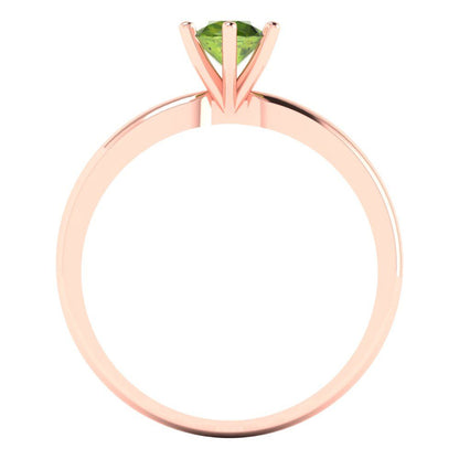 0.5 cttw Natural Peridot Solitaire  Engagement Ring - Solid Gold (Round Cut,5.0mm)