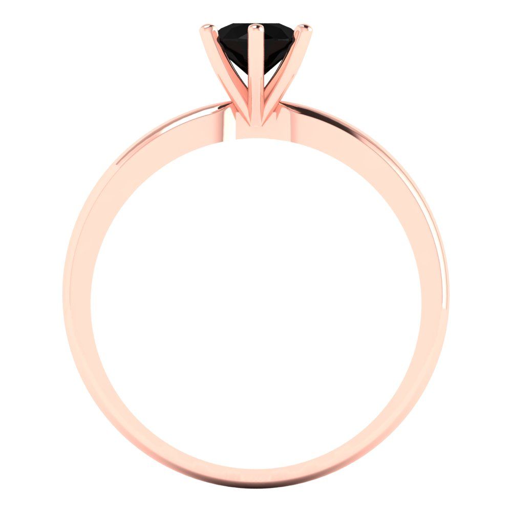 0.5 cttw Natural Onyx Solitaire  Engagement Ring - Solid Gold (Round Cut,5.0mm)