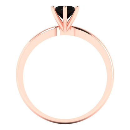 0.5 cttw Natural Onyx Solitaire  Engagement Ring - Solid Gold (Round Cut,5.0mm)