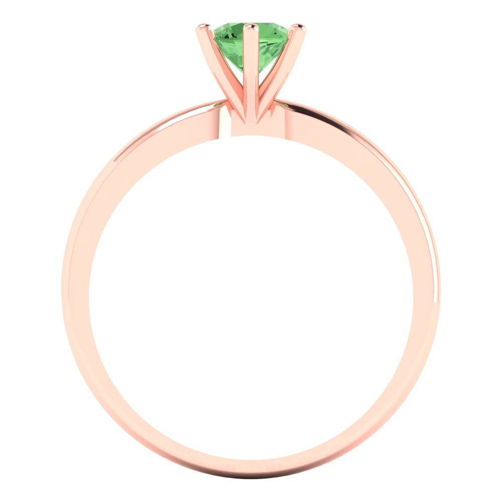 0.5 cttw Zirconia Simulated Green Diamond Solitaire  Engagement Ring - Solid Gold (VVS1, Round Cut,5.0mm)