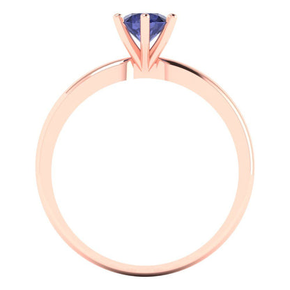 0.5 cttw Simulated Tanzanite Solitaire  Engagement Ring - Solid Gold (Round Cut,5.0mm)