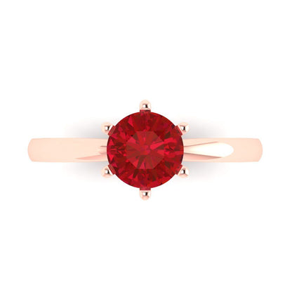 1 cttw Simulated Pink Tourmaline Solitaire  Engagement Ring - Solid Rose Gold (VVS1, Round Cut,6.5mm)