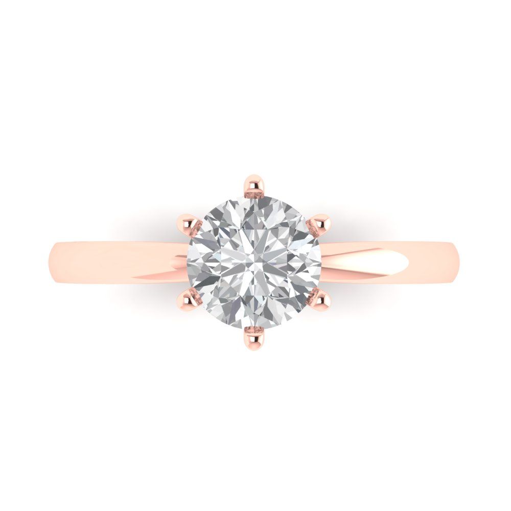 1 cttw Moissanite Solitaire  Engagement Ring - Solid Rose Gold (VVS1, Round Cut,6.5mm)