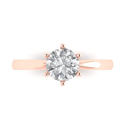 1 cttw Moissanite Solitaire  Engagement Ring - Solid Rose Gold (VVS1, Round Cut,6.5mm)