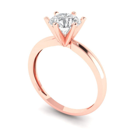 1 cttw Moissanite Solitaire  Engagement Ring - Solid Rose Gold (VVS1, Round Cut,6.5mm)