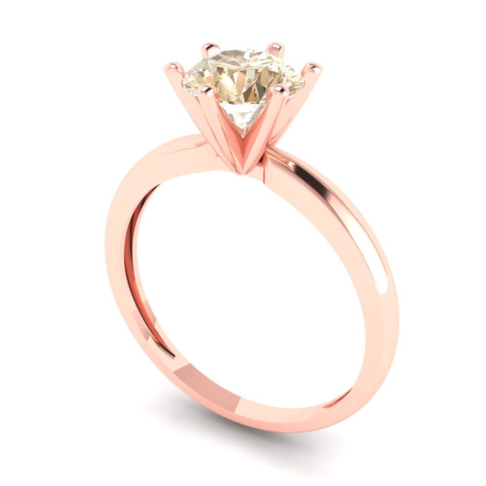 1 cttw Natural Morganite Solitaire  Engagement Ring - Solid Gold (Round Cut,6.5mm)