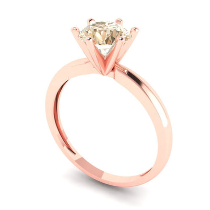 1 cttw Natural Morganite Solitaire  Engagement Ring - Solid Gold (Round Cut,6.5mm)